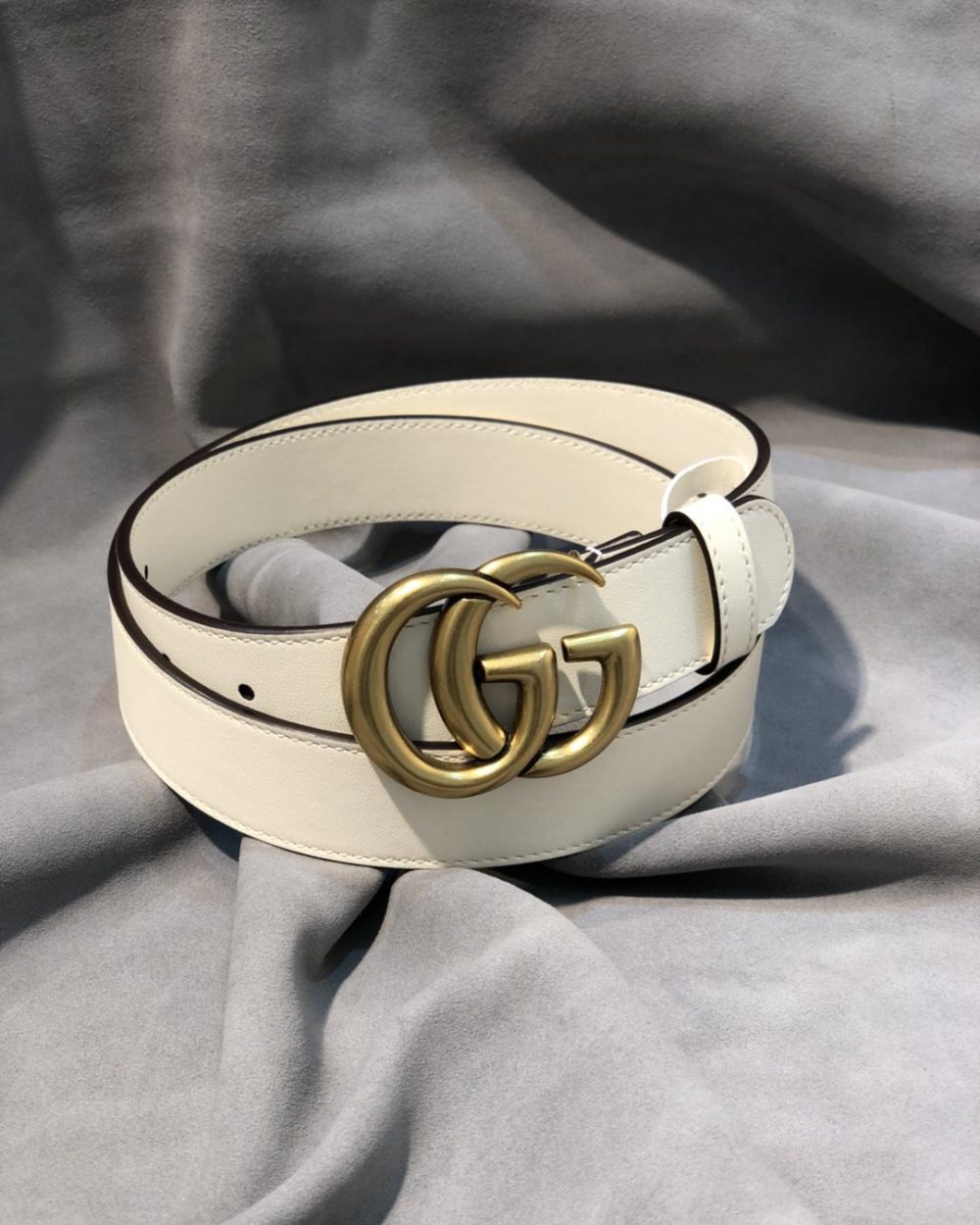 1:1 Replica Gucci GG Marmont Belt With Shiny Buckle White, Women Belt 409417