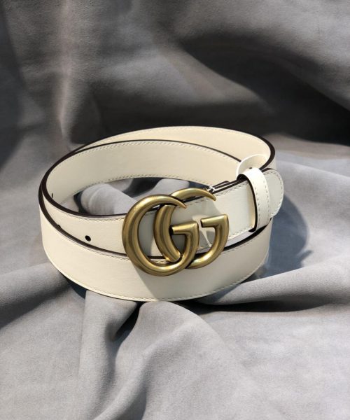 1:1 Replica Gucci GG Marmont Belt With Shiny Buckle White, Women Belt ‎409417