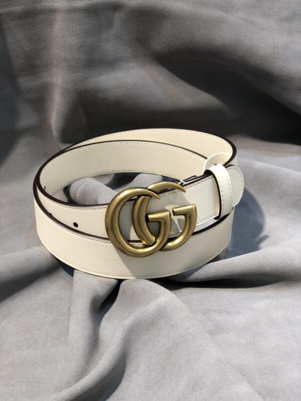 1:1 Replica Gucci GG Marmont Belt With Shiny Buckle White, Women Belt ‎409417