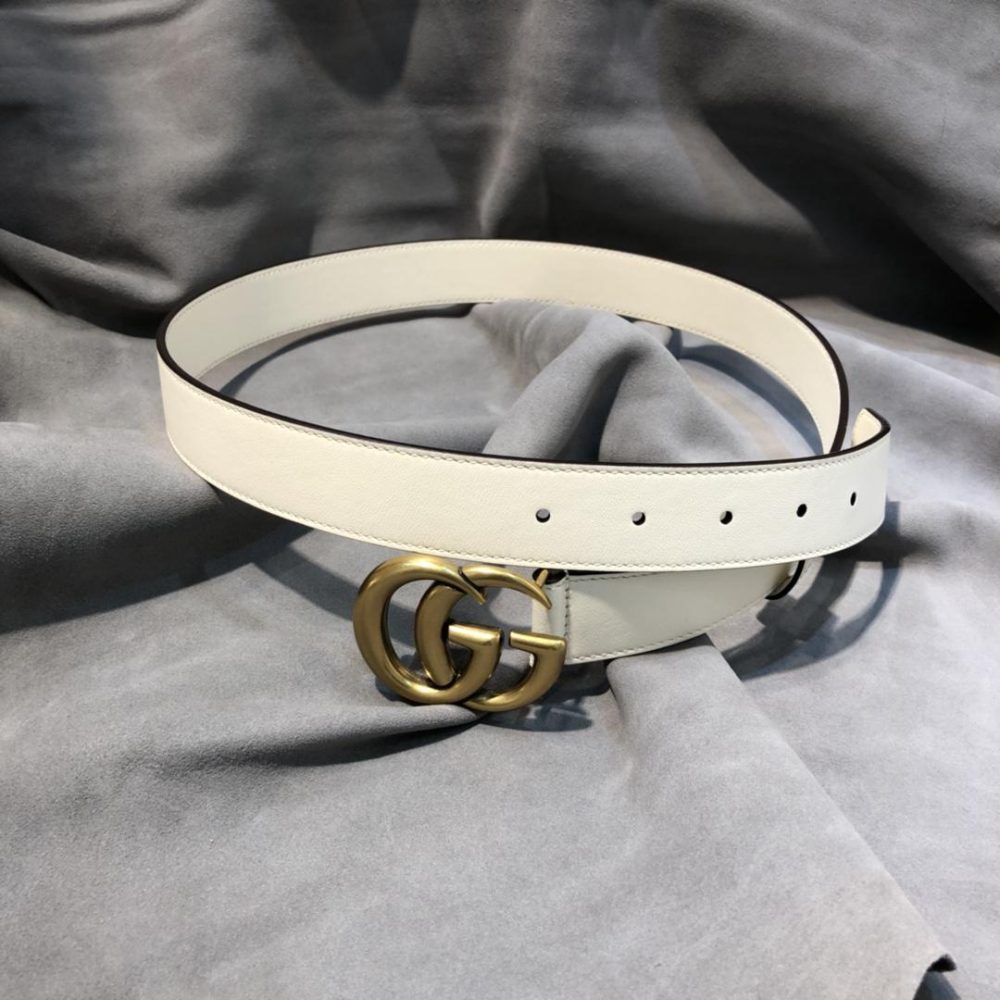 1:1 Replica Gucci GG Marmont Belt With Shiny Buckle White, Women Belt ‎409417 - Image 2