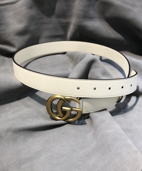 1:1 Replica Gucci GG Marmont Belt With Shiny Buckle White, Women Belt ‎409417