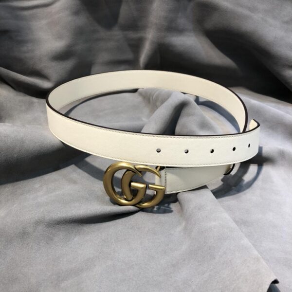 1:1 Replica Gucci GG Marmont Belt With Shiny Buckle White, Women Belt ‎409417
