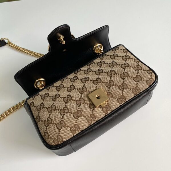 1:1 Replica Gucci GG Marmont Matelassé Mini Bag Beige/Ebony Diagonal Matelassé Original GG Canvas For Women  8.5in/22cm 446744
