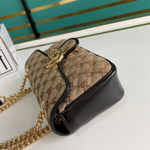 1:1 Replica Gucci GG Marmont Matelassé Mini Bag Beige/Ebony Diagonal Matelassé Original GG Canvas For Women  8.5in/22cm 446744