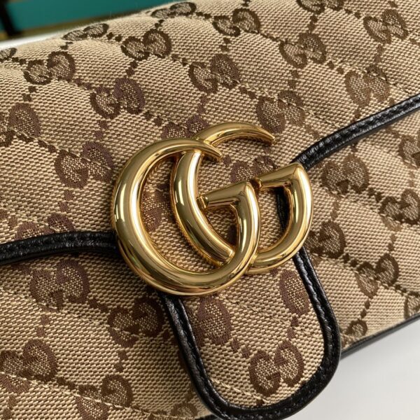 1:1 Replica Gucci GG Marmont Matelassé Mini Bag Beige/Ebony Diagonal Matelassé Original GG Canvas For Women  8.5in/22cm 446744