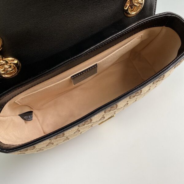 1:1 Replica Gucci GG Marmont Matelassé Mini Bag Beige/Ebony Diagonal Matelassé Original GG Canvas For Women  8.5in/22cm 446744