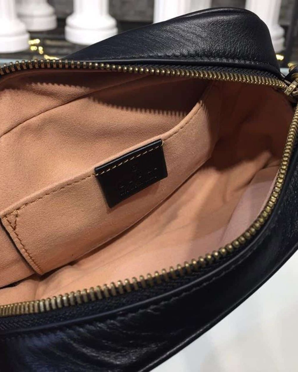 1:1 Replica Gucci GG Marmont Matelassé Mini Bag Black Matelassé Chevron For Women 7in/18cm GG 448065 DTD1T 1000