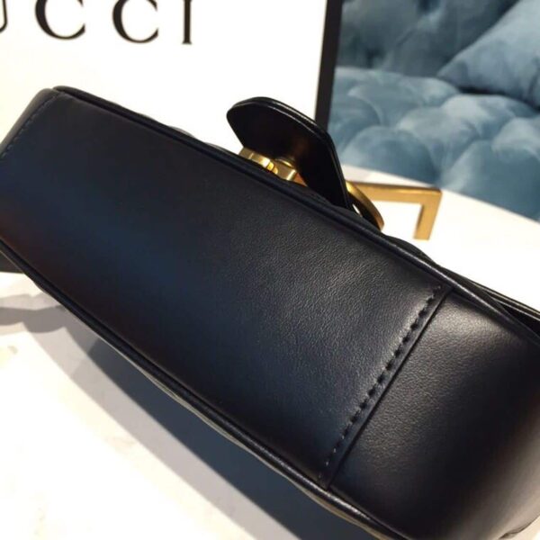 1:1 Replica Gucci GG Marmont Matelassé Mini Bag Black Matelassé Chevron With A Heart For Women 9in/22cm GG 446744 DTDIT 1000