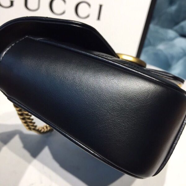 1:1 Replica Gucci GG Marmont Matelassé Mini Bag Black Matelassé Chevron With A Heart For Women 9in/22cm GG 446744 DTDIT 1000