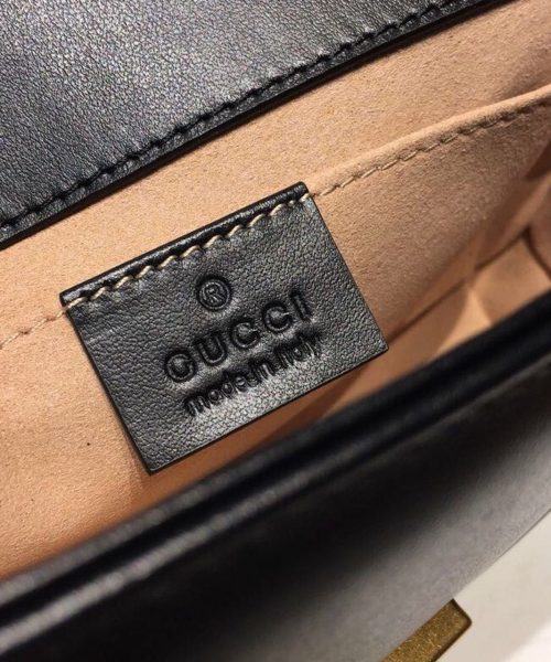 1:1 Replica Gucci GG Marmont Matelassé Mini Bag Black Matelassé Chevron With A Heart For Women 9in/22cm GG 446744 DTDIT 1000