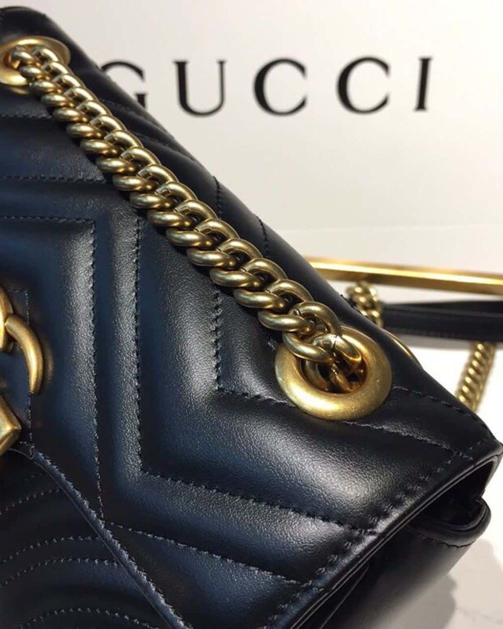 1:1 Replica Gucci GG Marmont Matelassé Mini Bag Black Matelassé Chevron With A Heart For Women 9in/22cm GG 446744 DTDIT 1000
