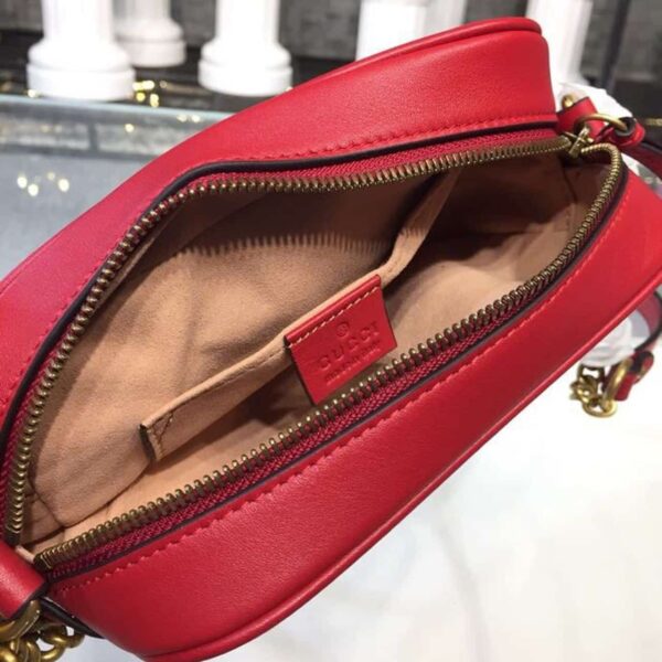 1:1 Replica Gucci GG Marmont Matelassé Mini Bag Hibiscus Red Matelassé Chevron For Women 7in/18cm GG