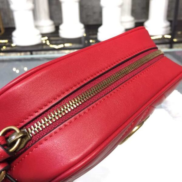 1:1 Replica Gucci GG Marmont Matelassé Mini Bag Hibiscus Red Matelassé Chevron For Women 7in/18cm GG