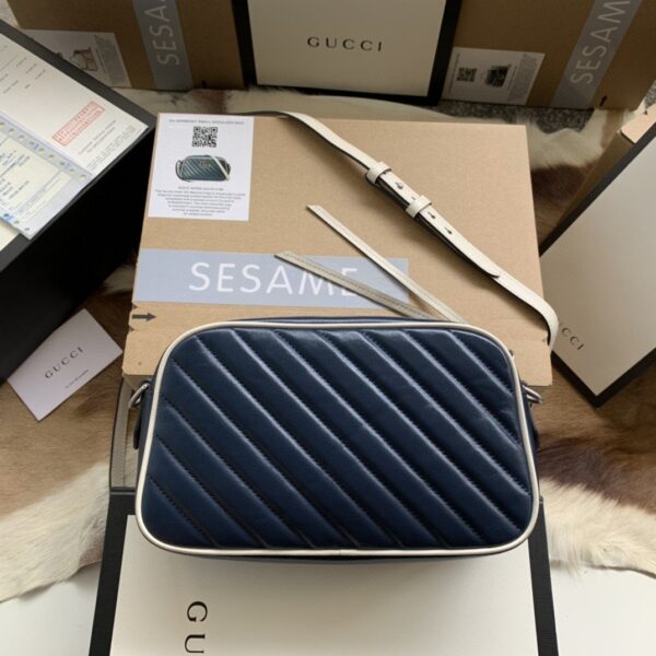 1:1 Replica Gucci GG Marmont Matelassé Shoulder Bag Blue For Women 9.5in/24cm GG