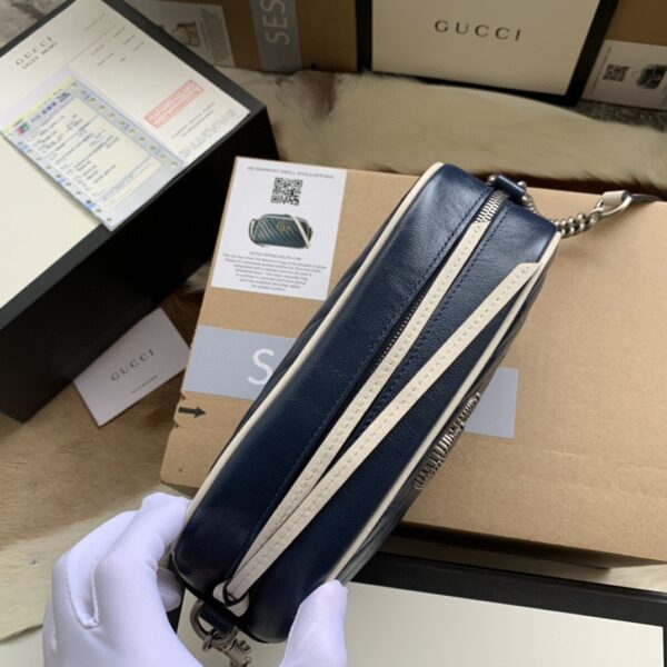 1:1 Replica Gucci GG Marmont Matelassé Shoulder Bag Blue For Women 9.5in/24cm GG