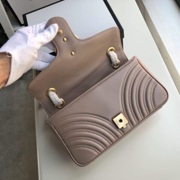 1:1 Replica Gucci GG Marmont Matelassé Shoulder Bag Dusty Pink Matelassé Chevron For Women 10in/26cm GG 443497 DTDIT 5729