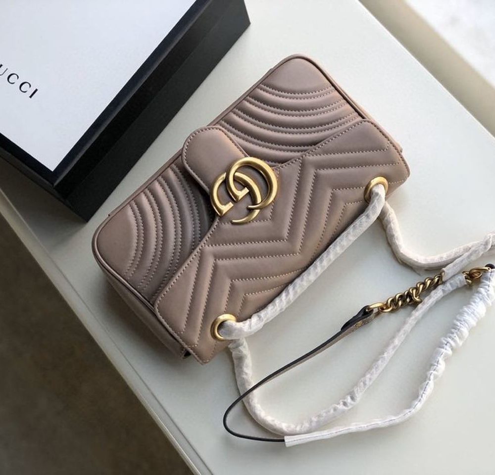 1:1 Replica Gucci GG Marmont Matelassé Shoulder Bag Dusty Pink Matelassé Chevron For Women 10in/26cm GG 443497 DTDIT 5729