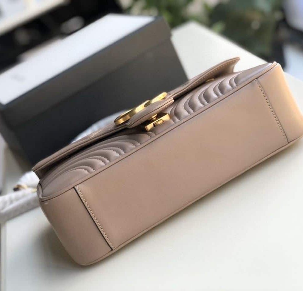 1:1 Replica Gucci GG Marmont Matelassé Shoulder Bag Dusty Pink Matelassé Chevron For Women 10in/26cm GG 443497 DTDIT 5729