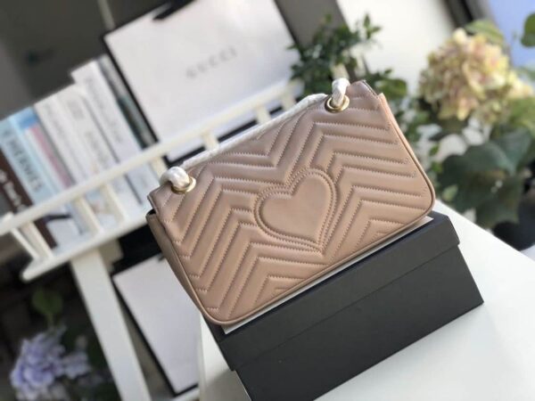 1:1 Replica Gucci GG Marmont Matelassé Shoulder Bag Dusty Pink Matelassé Chevron For Women 10in/26cm GG 443497 DTDIT 5729