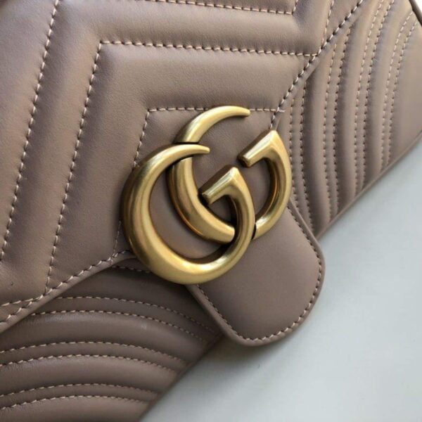 1:1 Replica Gucci GG Marmont Matelassé Shoulder Bag Dusty Pink Matelassé Chevron For Women 10in/26cm GG 443497 DTDIT 5729