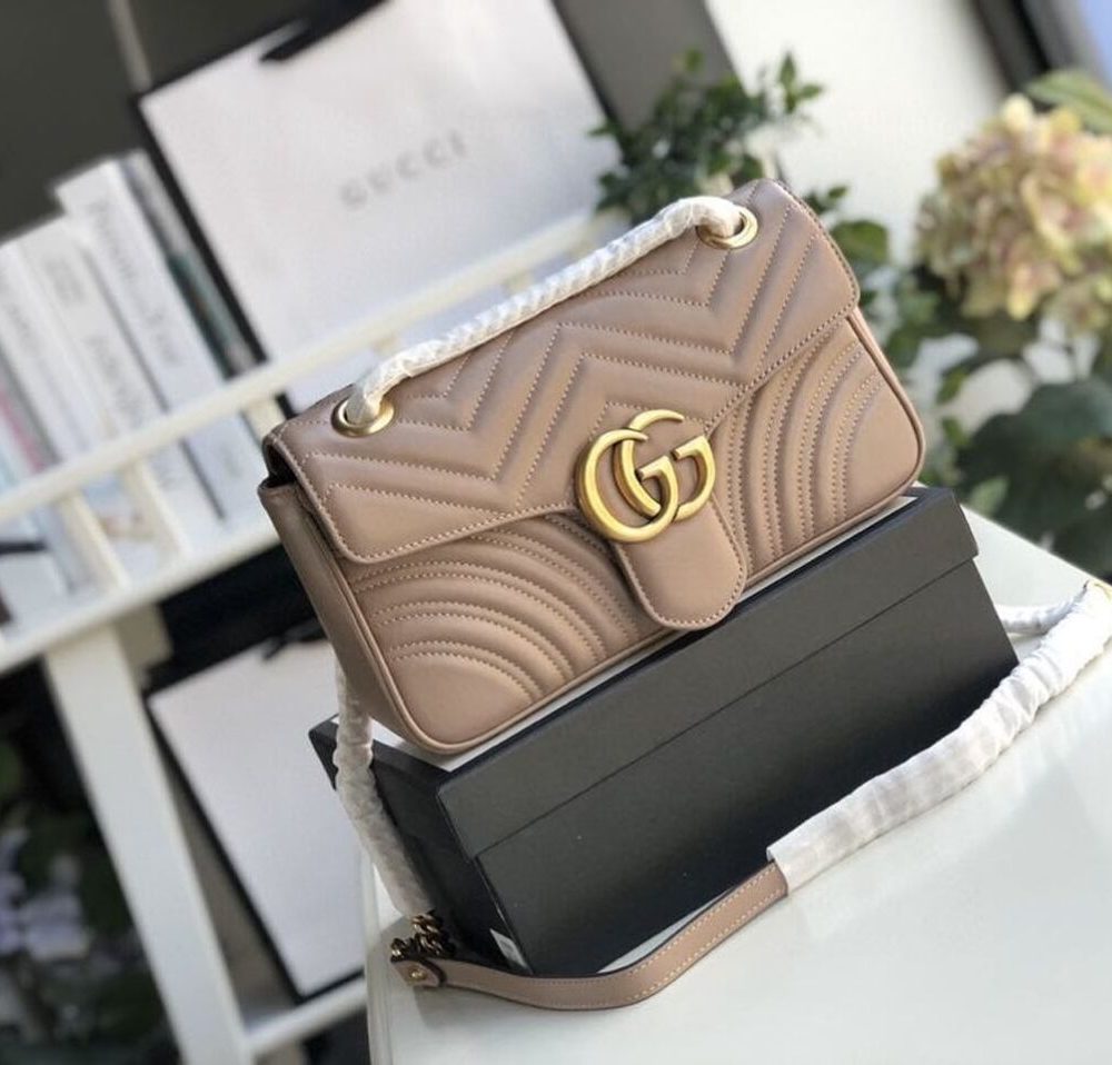 1:1 Replica Gucci GG Marmont Matelassé Shoulder Bag Dusty Pink Matelassé Chevron For Women 10in/26cm GG 443497 DTDIT 5729