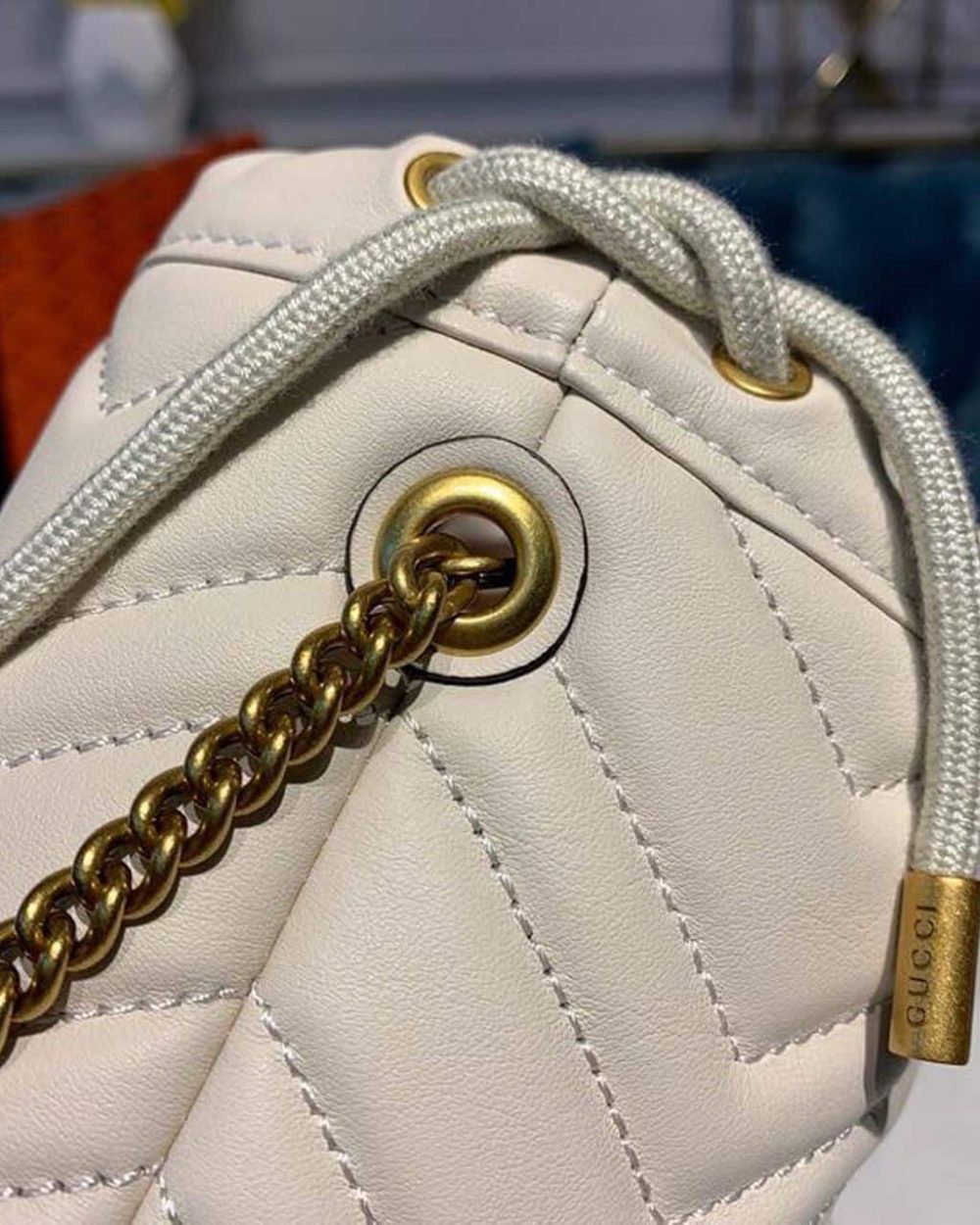 1:1 Replica Gucci GG Marmont Mini Bucket Bag White Matelassé Chevron For Women 6in/13cm GG 575163 DTDRT 9022