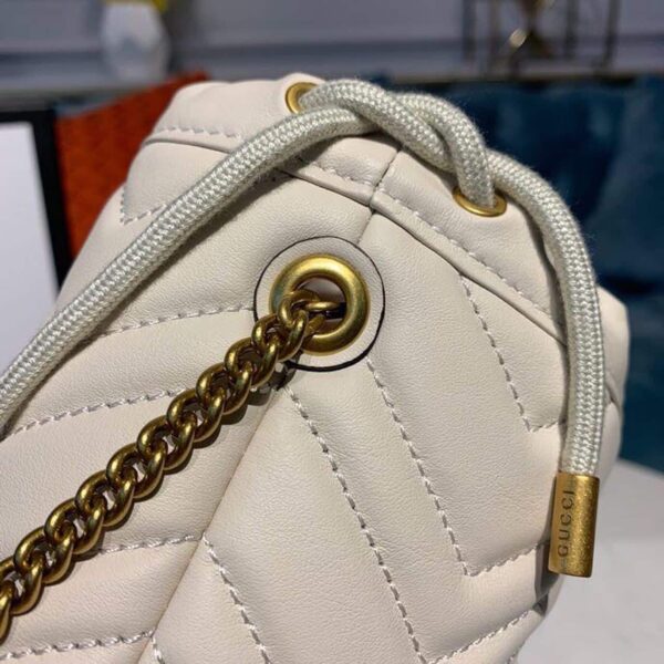 1:1 Replica Gucci GG Marmont Mini Bucket Bag White Matelassé Chevron For Women 6in/13cm GG 575163 DTDRT 9022