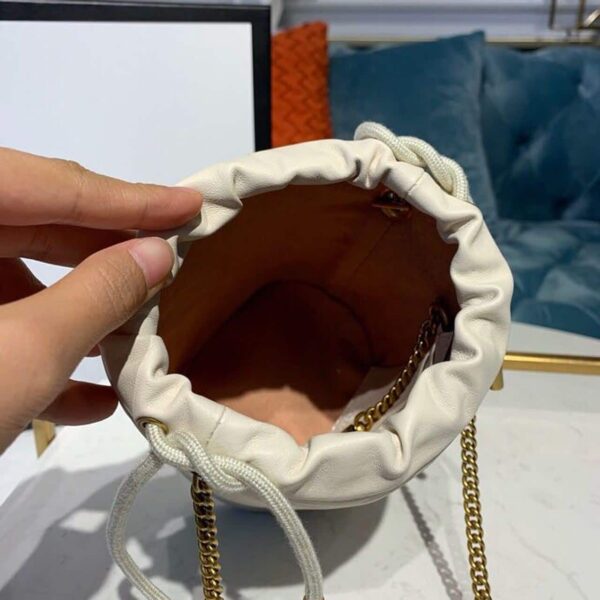 1:1 Replica Gucci GG Marmont Mini Bucket Bag White Matelassé Chevron For Women 6in/13cm GG 575163 DTDRT 9022