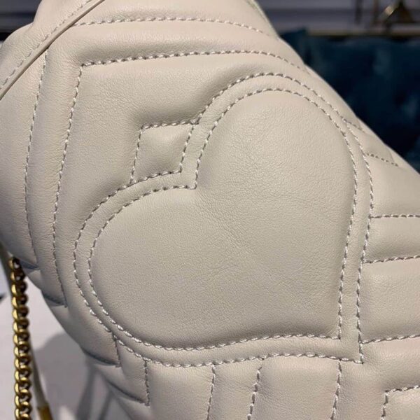 1:1 Replica Gucci GG Marmont Mini Bucket Bag White Matelassé Chevron For Women 6in/13cm GG 575163 DTDRT 9022
