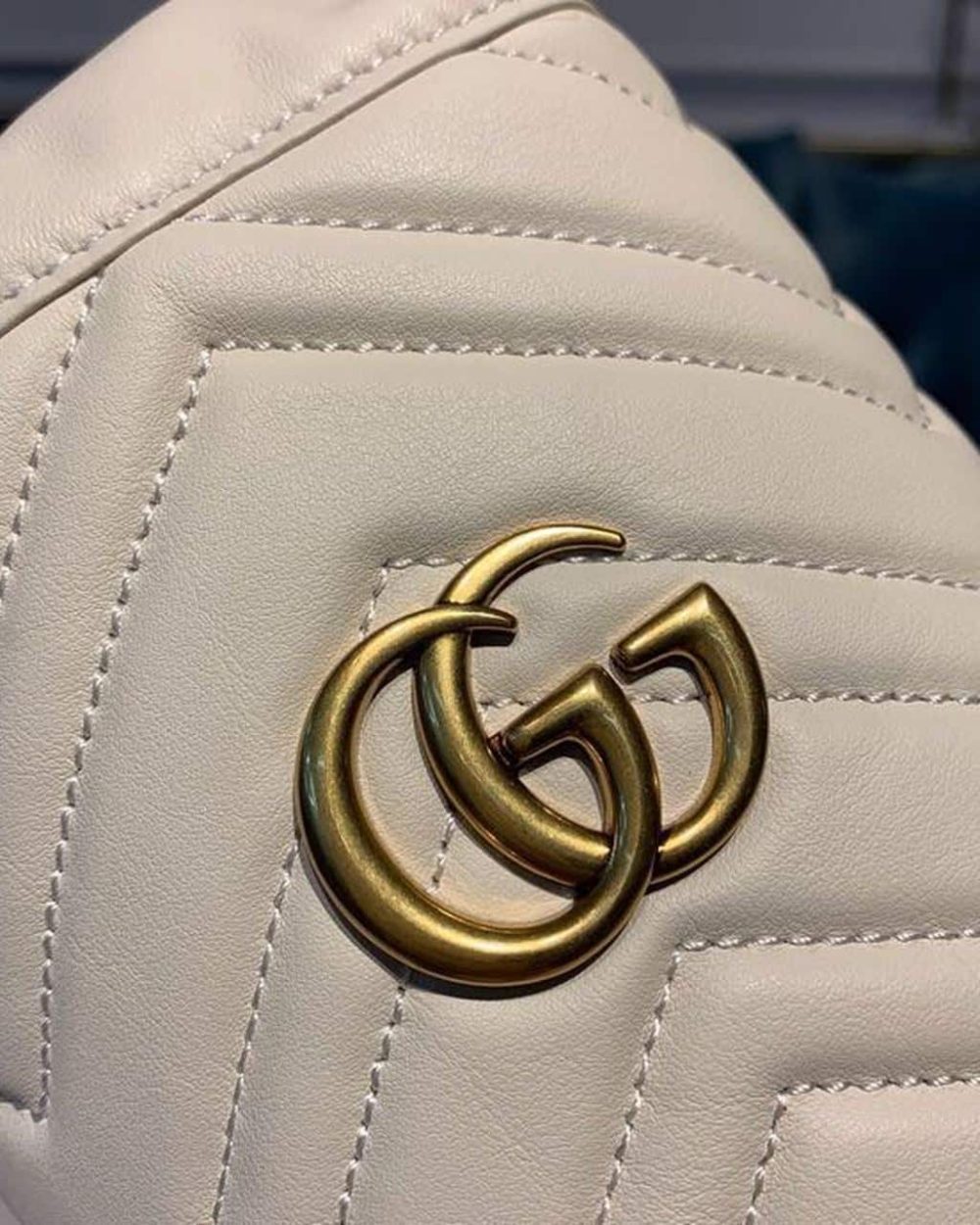 1:1 Replica Gucci GG Marmont Mini Bucket Bag White Matelassé Chevron For Women 6in/13cm GG 575163 DTDRT 9022