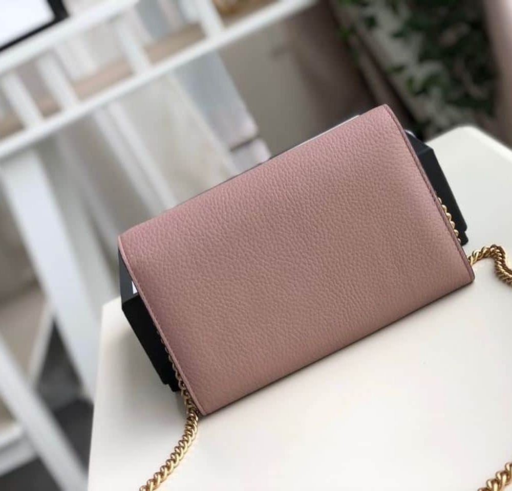1:1 Replica Gucci GG Marmont Mini Chain Bag Pink For Women 7.9in/20cm GG