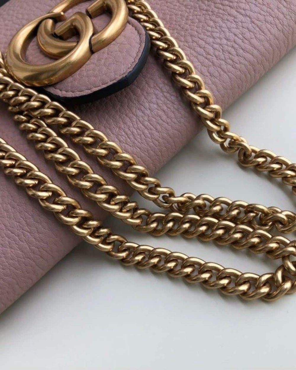 1:1 Replica Gucci GG Marmont Mini Chain Bag Pink For Women 7.9in/20cm GG