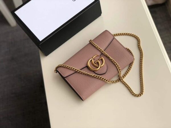 1:1 Replica Gucci GG Marmont Mini Chain Bag Pink For Women 7.9in/20cm GG