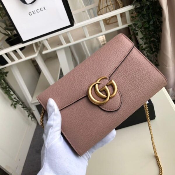 1:1 Replica Gucci GG Marmont Mini Chain Bag Pink For Women 7.9in/20cm GG
