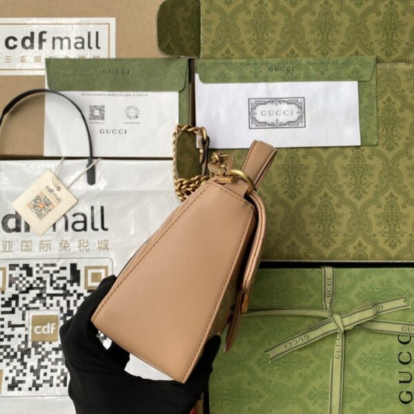 1:1 Replica Gucci GG Marmont Mini Top Handle Bag Beige For Women, Women's Bags 8.3in/21cm GG