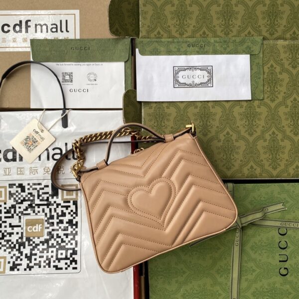 1:1 Replica Gucci GG Marmont Mini Top Handle Bag Beige For Women, Women's Bags 8.3in/21cm GG