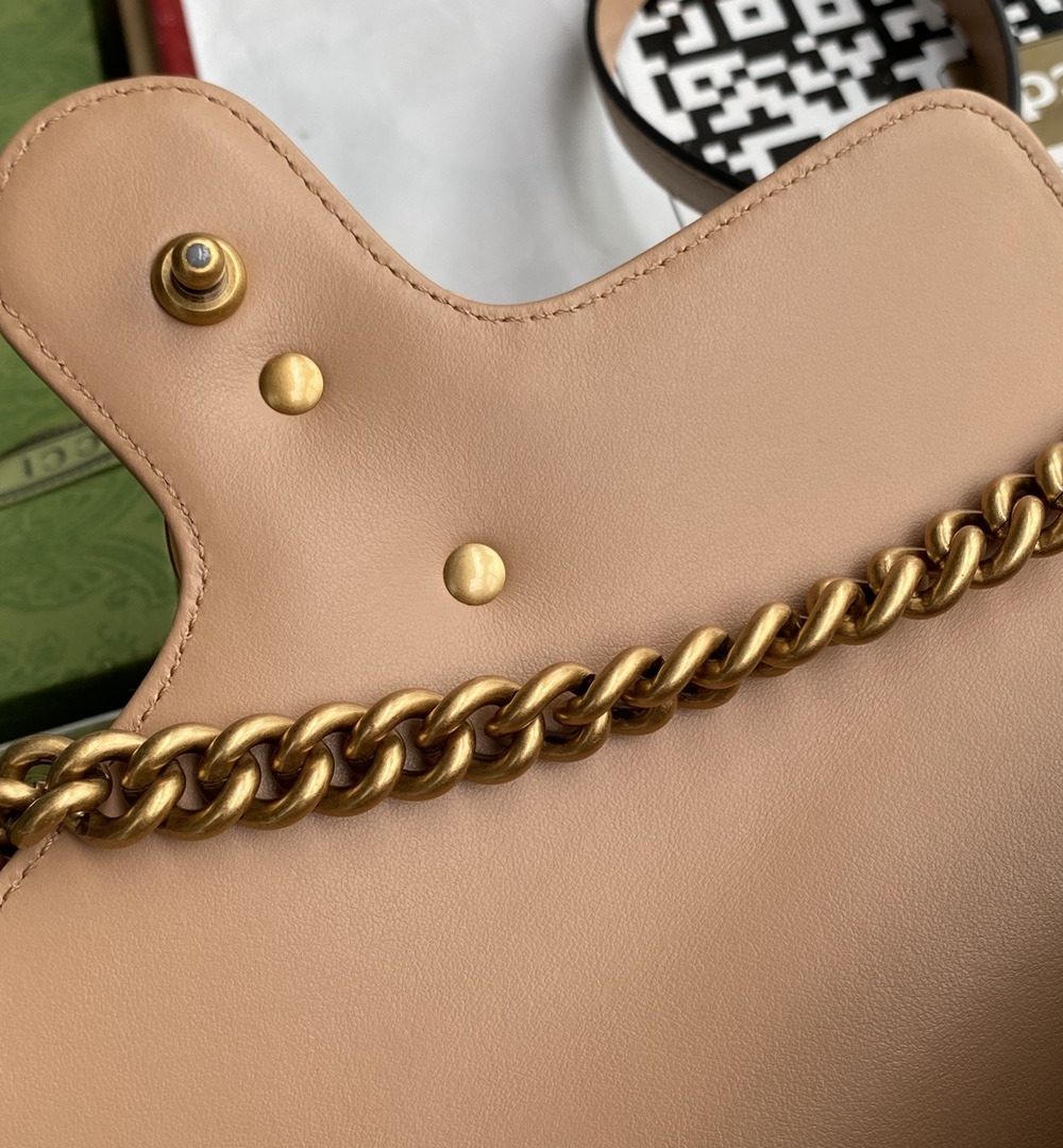 1:1 Replica Gucci GG Marmont Mini Top Handle Bag Beige For Women, Women's Bags 8.3in/21cm GG
