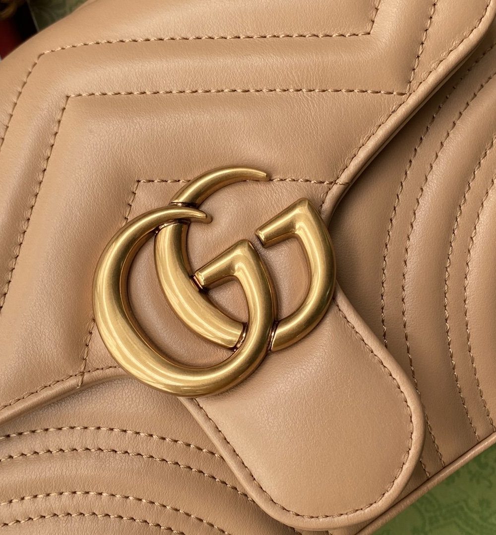 1:1 Replica Gucci GG Marmont Mini Top Handle Bag Beige For Women, Women's Bags 8.3in/21cm GG