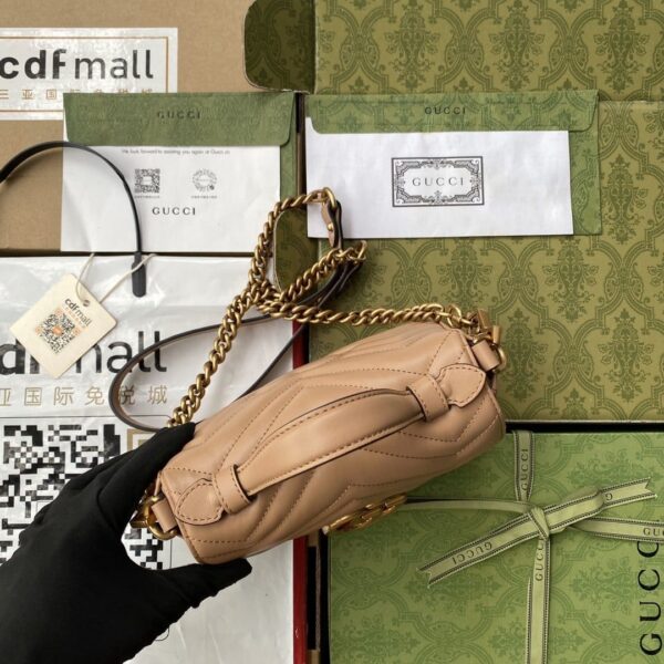 1:1 Replica Gucci GG Marmont Mini Top Handle Bag Beige For Women, Women's Bags 8.3in/21cm GG