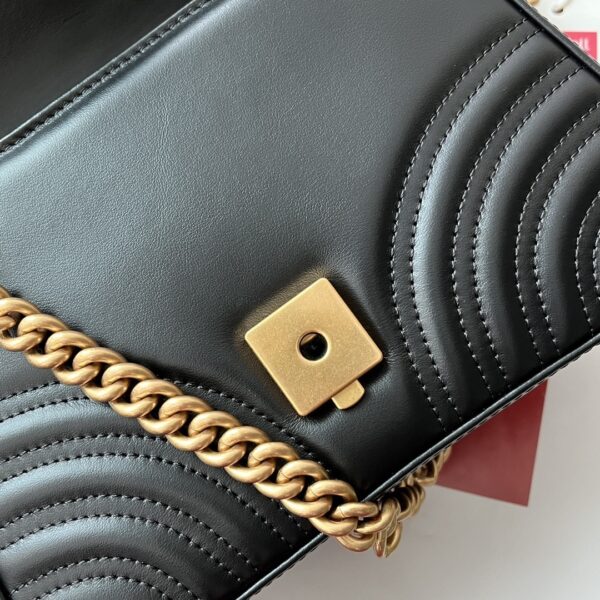 1:1 Replica Gucci GG Marmont Mini Top Handle Bag Black For Women, Women's Bags 8.3in/21cm GG ‎547260 DTDIT 1000
