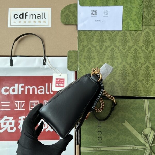 1:1 Replica Gucci GG Marmont Mini Top Handle Bag Black For Women, Women's Bags 8.3in/21cm GG ‎547260 DTDIT 1000