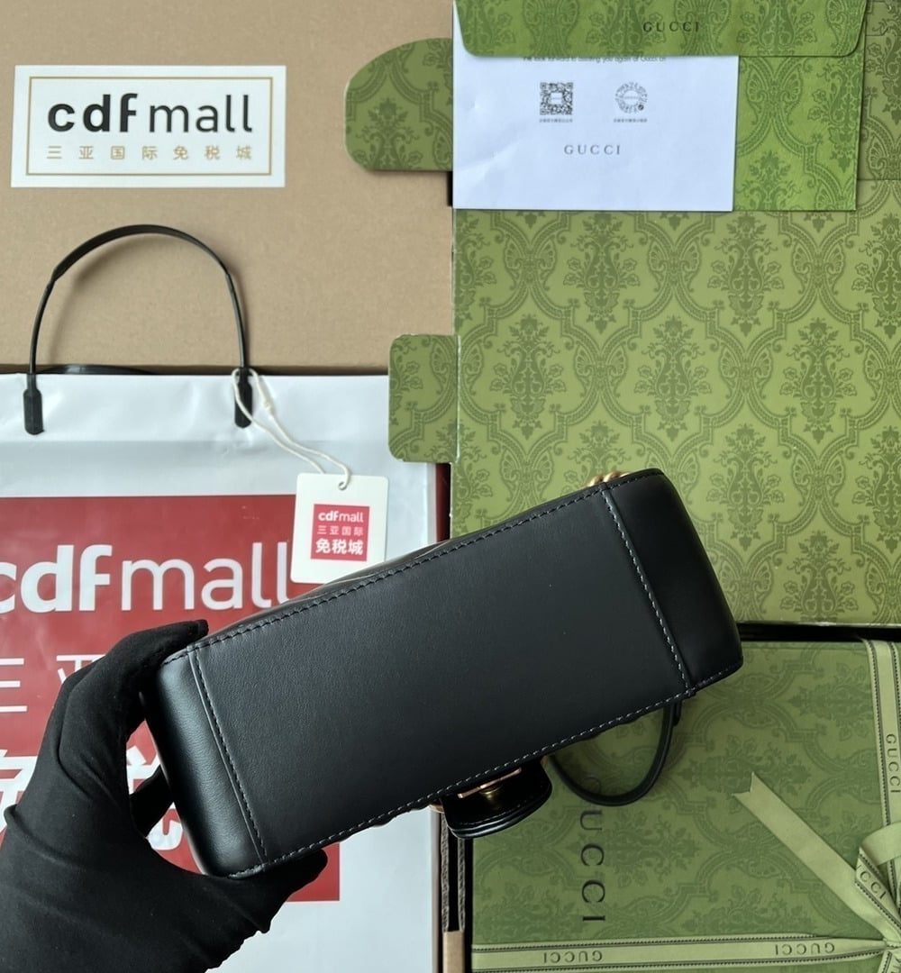 1:1 Replica Gucci GG Marmont Mini Top Handle Bag Black For Women, Women's Bags 8.3in/21cm GG ‎547260 DTDIT 1000