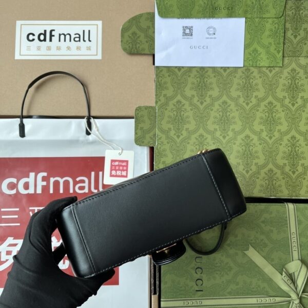1:1 Replica Gucci GG Marmont Mini Top Handle Bag Black For Women, Women's Bags 8.3in/21cm GG ‎547260 DTDIT 1000