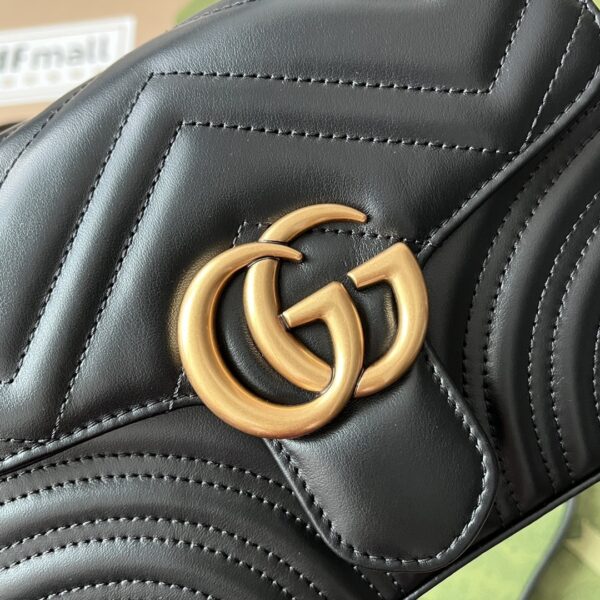 1:1 Replica Gucci GG Marmont Mini Top Handle Bag Black For Women, Women's Bags 8.3in/21cm GG ‎547260 DTDIT 1000