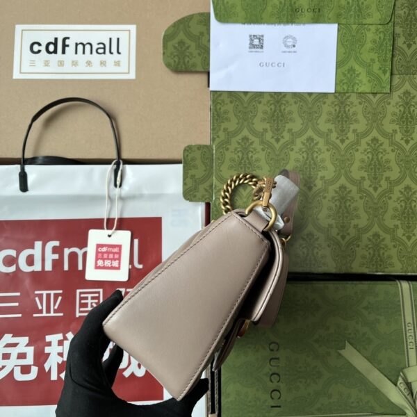 1:1 Replica Gucci GG Marmont Mini Top Handle Bag Nude For Women, Women's Bags 8.3in/21cm GG