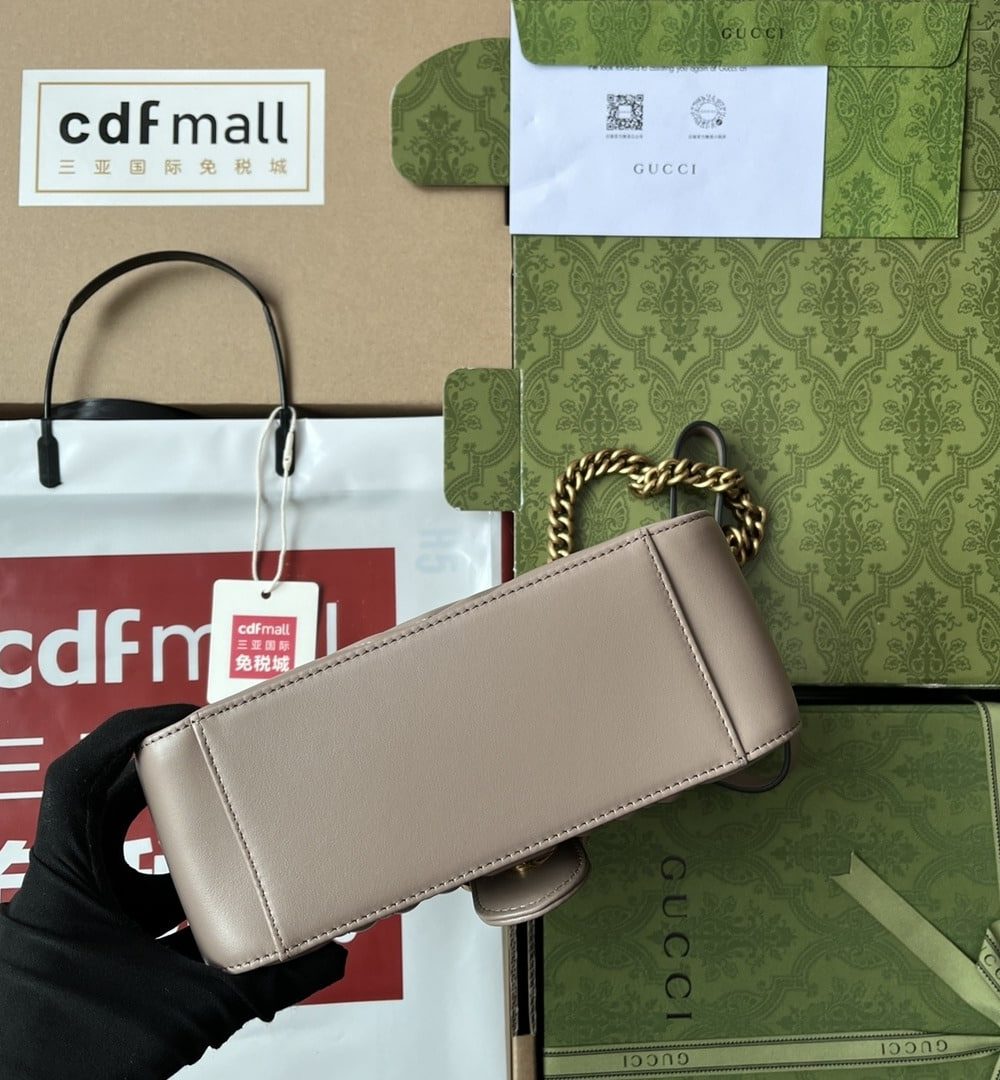 1:1 Replica Gucci GG Marmont Mini Top Handle Bag Nude For Women, Women's Bags 8.3in/21cm GG