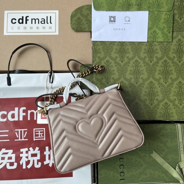 1:1 Replica Gucci GG Marmont Mini Top Handle Bag Nude For Women, Women's Bags 8.3in/21cm GG