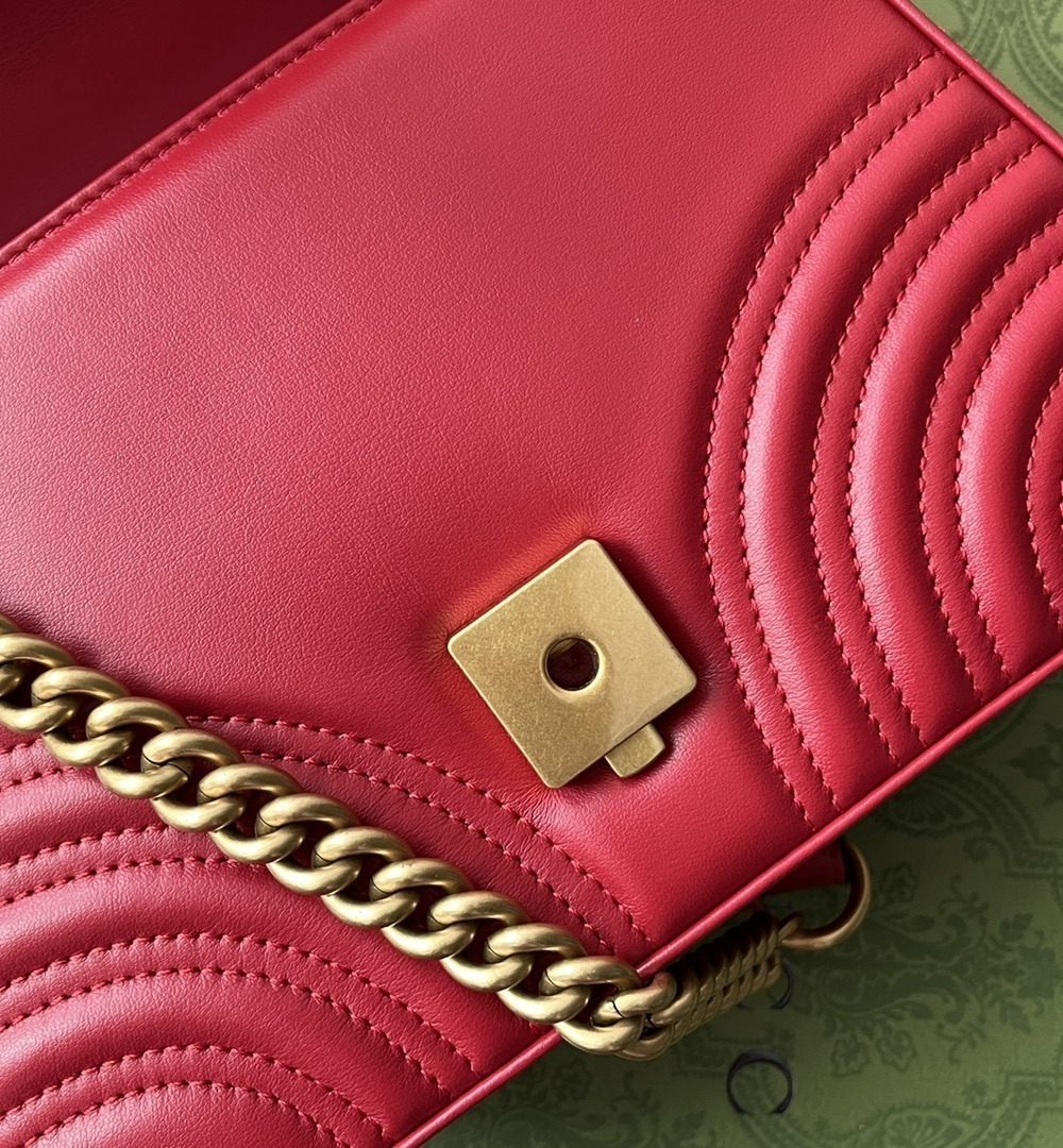 1:1 Replica Gucci GG Marmont Mini Top Handle Bag Red For Women, Women's Bags 8.3in/21cm GG ‎