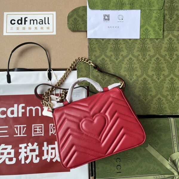 1:1 Replica Gucci GG Marmont Mini Top Handle Bag Red For Women, Women's Bags 8.3in/21cm GG ‎
