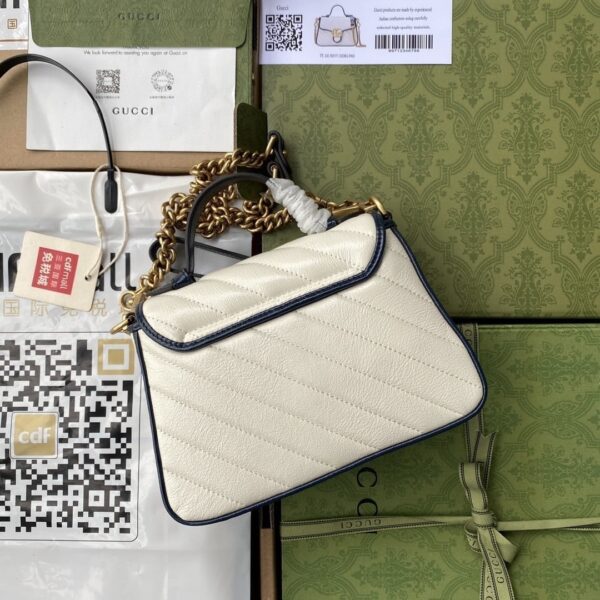 1:1 Replica Gucci GG Marmont Mini Top Handle Bag White For Women 8in/21cm 583571-0OLFX-9085